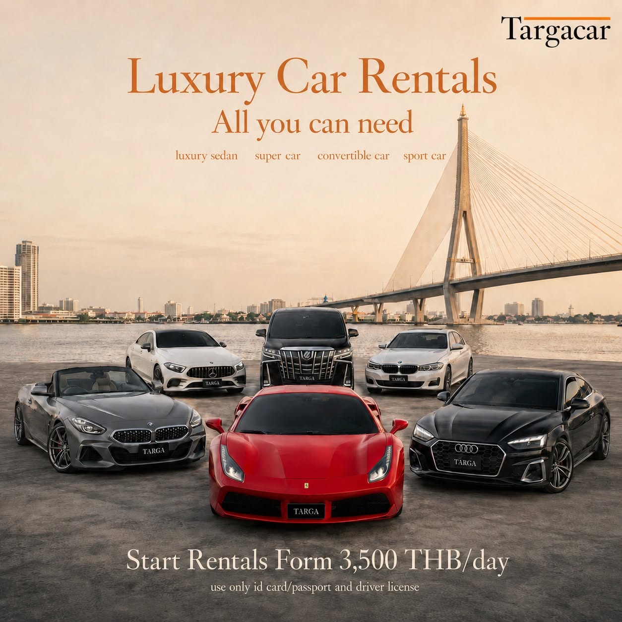 เช่ารถ Benz กับ Targacar เป็นบริษัทเช่ารถหรูที่ได้รับความไว้วางใจมากที่สุดในกรุงเทพฯ สำหรับการเช่ารถหรู สิ่งที่ทำให้ที่นี่โดดเด่นคือความเป็นมืออาชีพ รถรุ่นใหม่ทันสมัย มีรถให้เลือกหลากหลายรุ่นและการบริการที่รองรับภาษาอังกฤษ ไม่ว่าคุณจะต้องการเช่ารถสำหรับการเดินทางไปทำงาน ประชุมสำคัญ งานแต่งงาน หรือกิจกรรมพิเศษต่างๆ ที่นี่พร้อมตอบสนองทุกความต้องการของคุณ